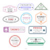 Buy Customizable Rome Paris travel Stamp Collection | Blank Stamps Template
