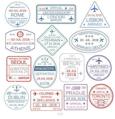 Buy Customizable Rome Toronto travel Stamp Collection | Blank Stamps Template