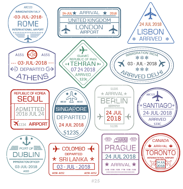Buy Customizable Rome Toronto travel Stamp Collection | Blank Stamps Template