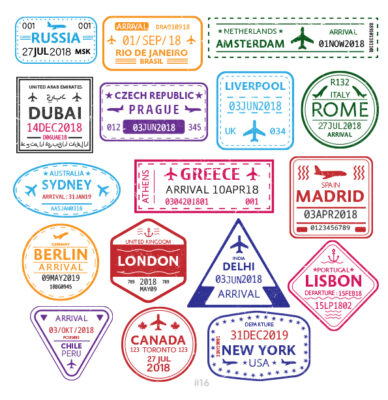 Buy Customizable Russia New York travel Stamp Collection | Blank Stamps Template