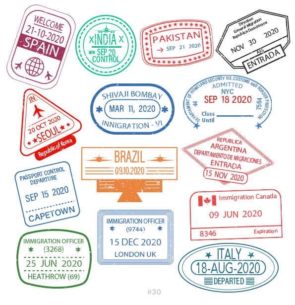 Buy Customizable Spain Italy travel Stamp Collection | Blank Stamps Template