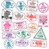 Buy Customizable Spain Poland travel Stamp Collection | Blank Stamps Template