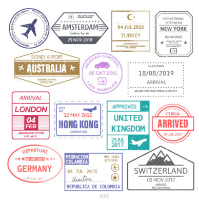 Buy Customizable Thailand Switzerland travel Stamp Collection | Blank Stamps Template