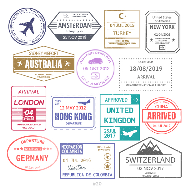 Buy Customizable Thailand Switzerland travel Stamp Collection | Blank Stamps Template