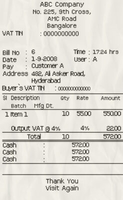 Fake ABC COMPANY cash receipt Receipt