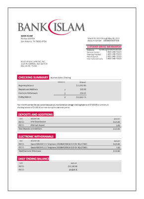 Fake Bank Islam Business Bank Statement