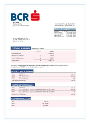Fake Bcr Business Bank Statement