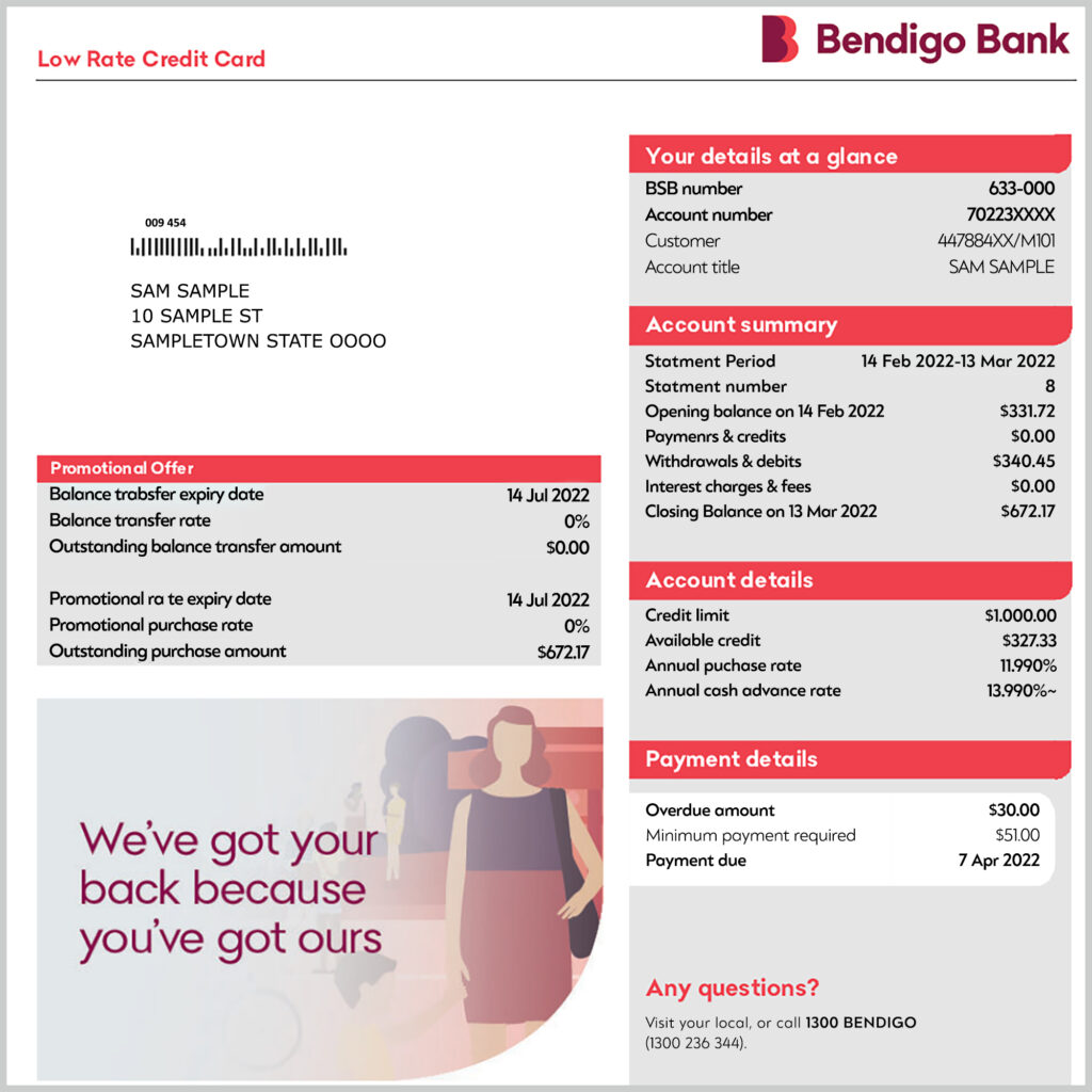 Fake Bendigo and Adelaide Business Bank Statement