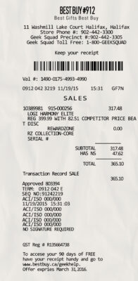 Fake Best Buy payment Receipt