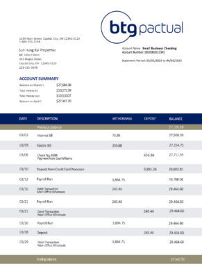 Fake Btg Pactual Business Bank Statement