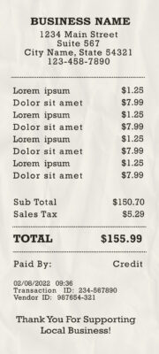 Fake Business Company receipt