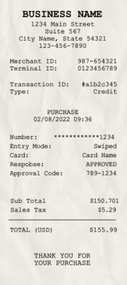 Fake Business Company receipt (version2)