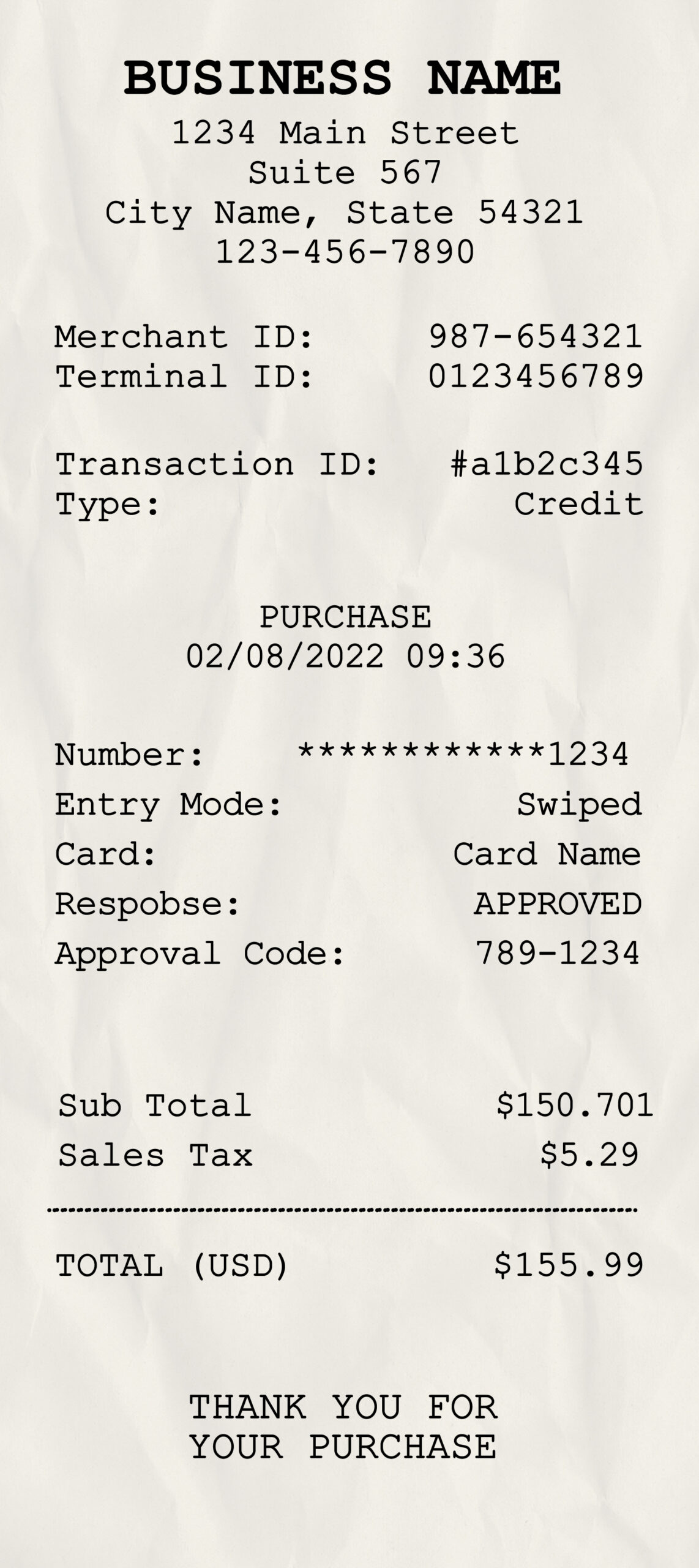 Fake Business Company receipt (version2)