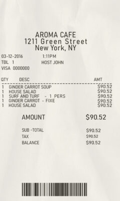 Fake CAFE payment check Receipt Template