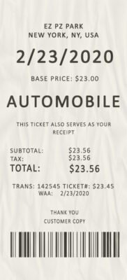 Fake Car parking payment receipt