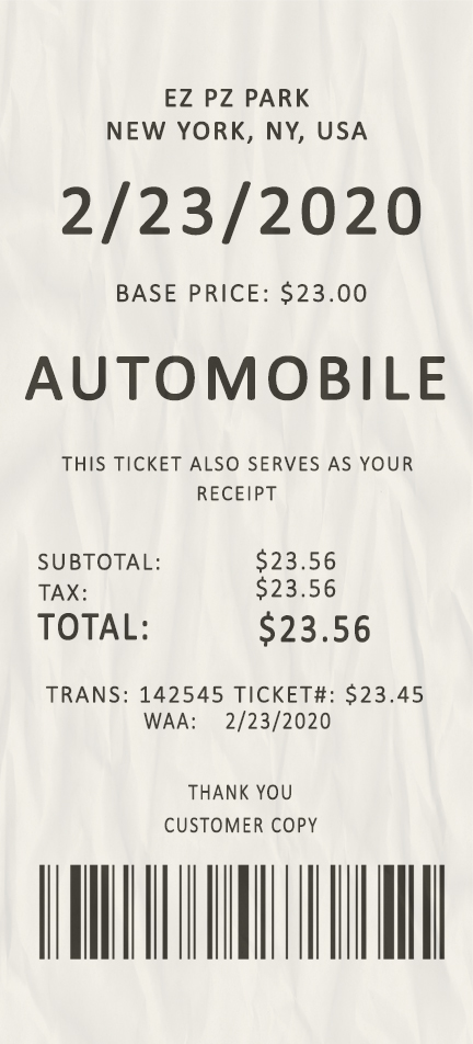 Fake Car parking payment receipt