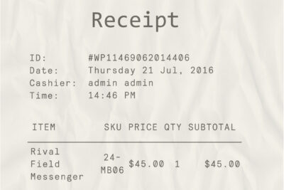 Fake Cash receipt template