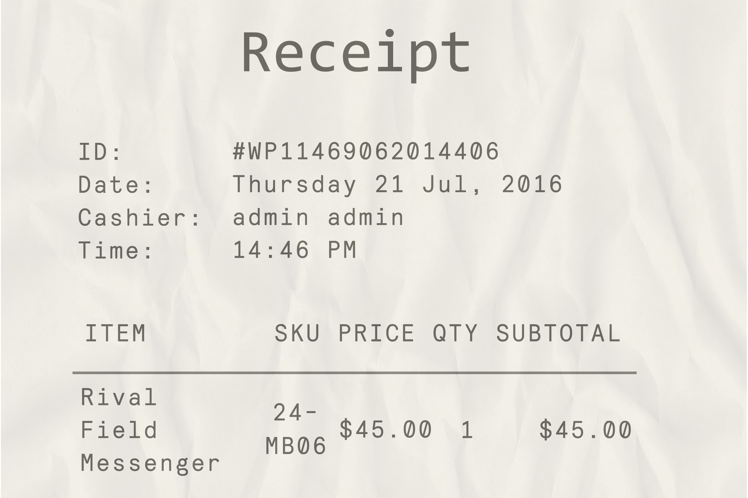 Fake Cash receipt template