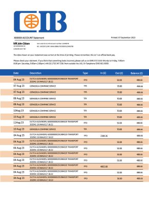 Fake Cib Business Bank Statement