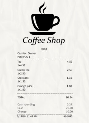 Fake Coffee Shop payment check 1 Receipt