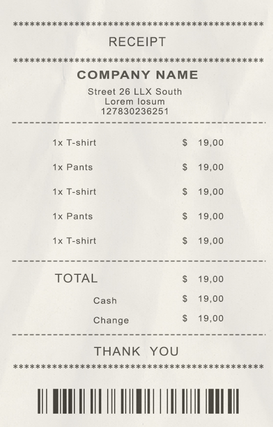 Fake Company payment Receipt
