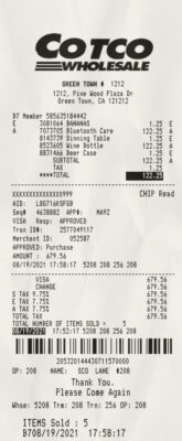 Fake Cotco wholesale payment receipt