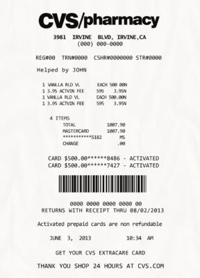 Fake Cvc pharmacy1 Receipt