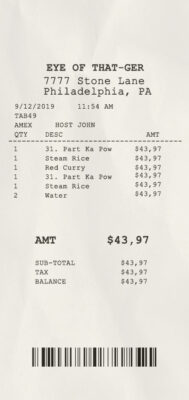 Fake Eye of Thai-ger payment receipt Receipt