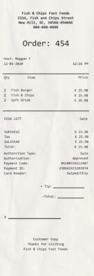 Fake Fast Food payment Receipt