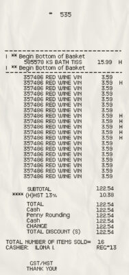 Fake Food Court receipt