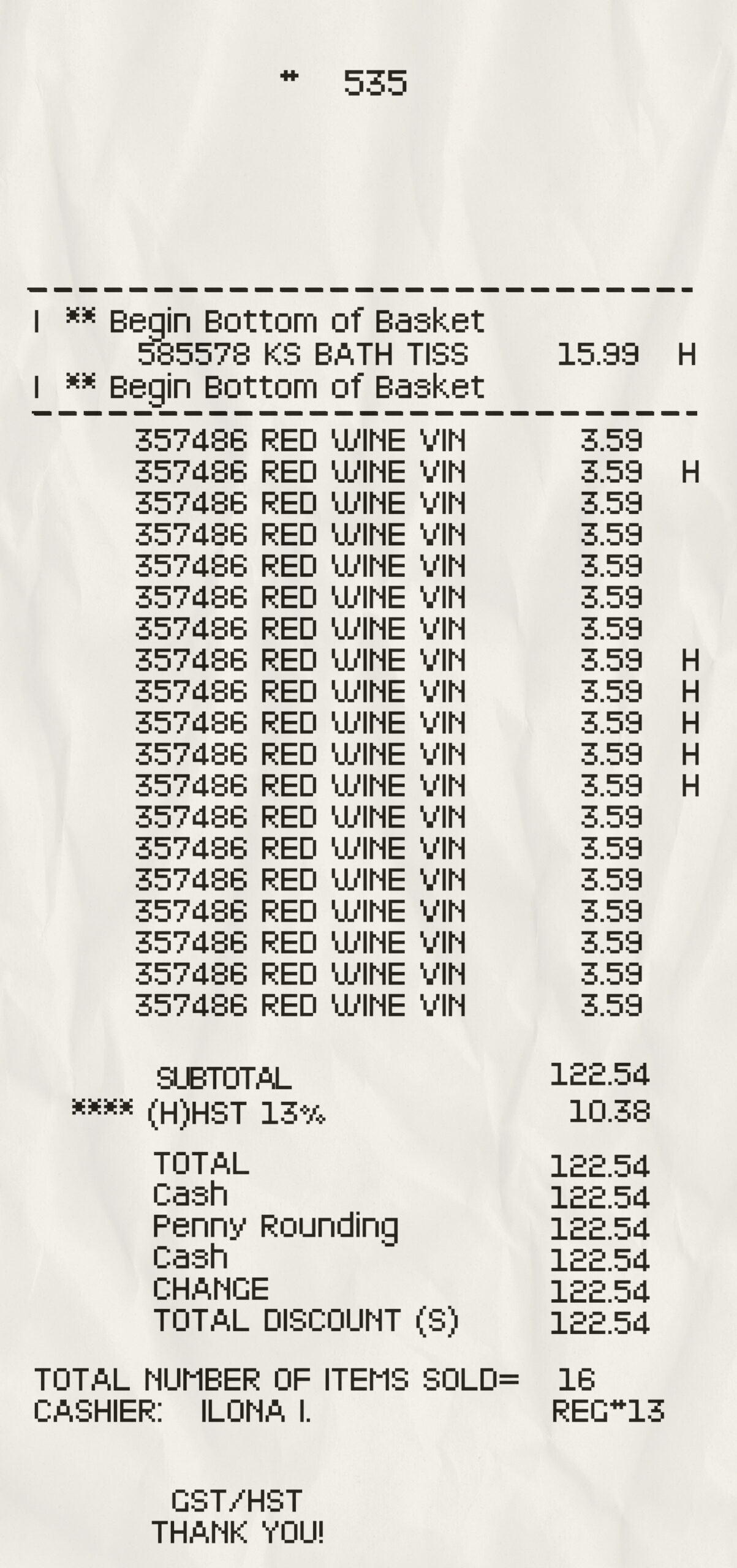 Fake Food Court receipt