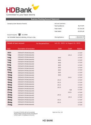 Fake HD Business Bank Statement