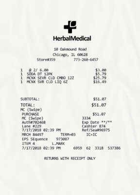 Fake Herbal Medical Receipt