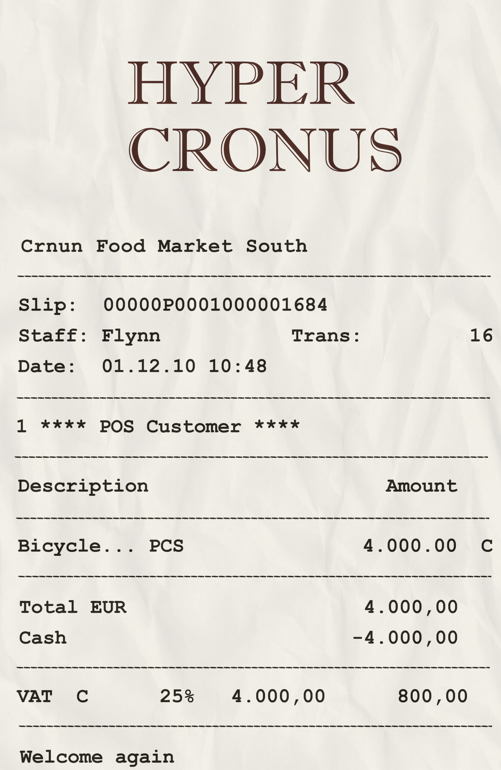 Fake Hyper Cronus payment receipt
