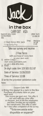 Fake JACK payment receipt