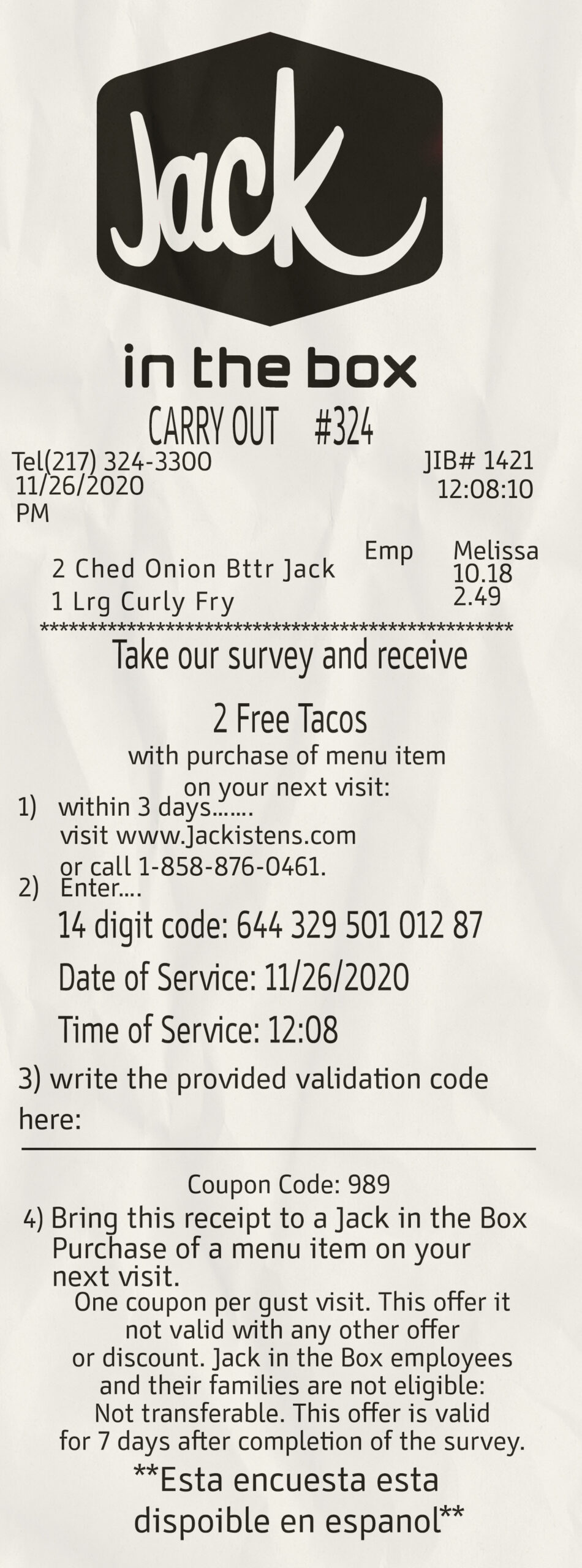 Fake JACK payment receipt