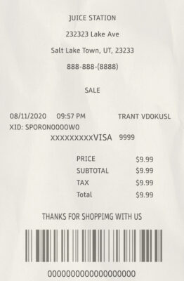 Fake Juice station payment check Receipt