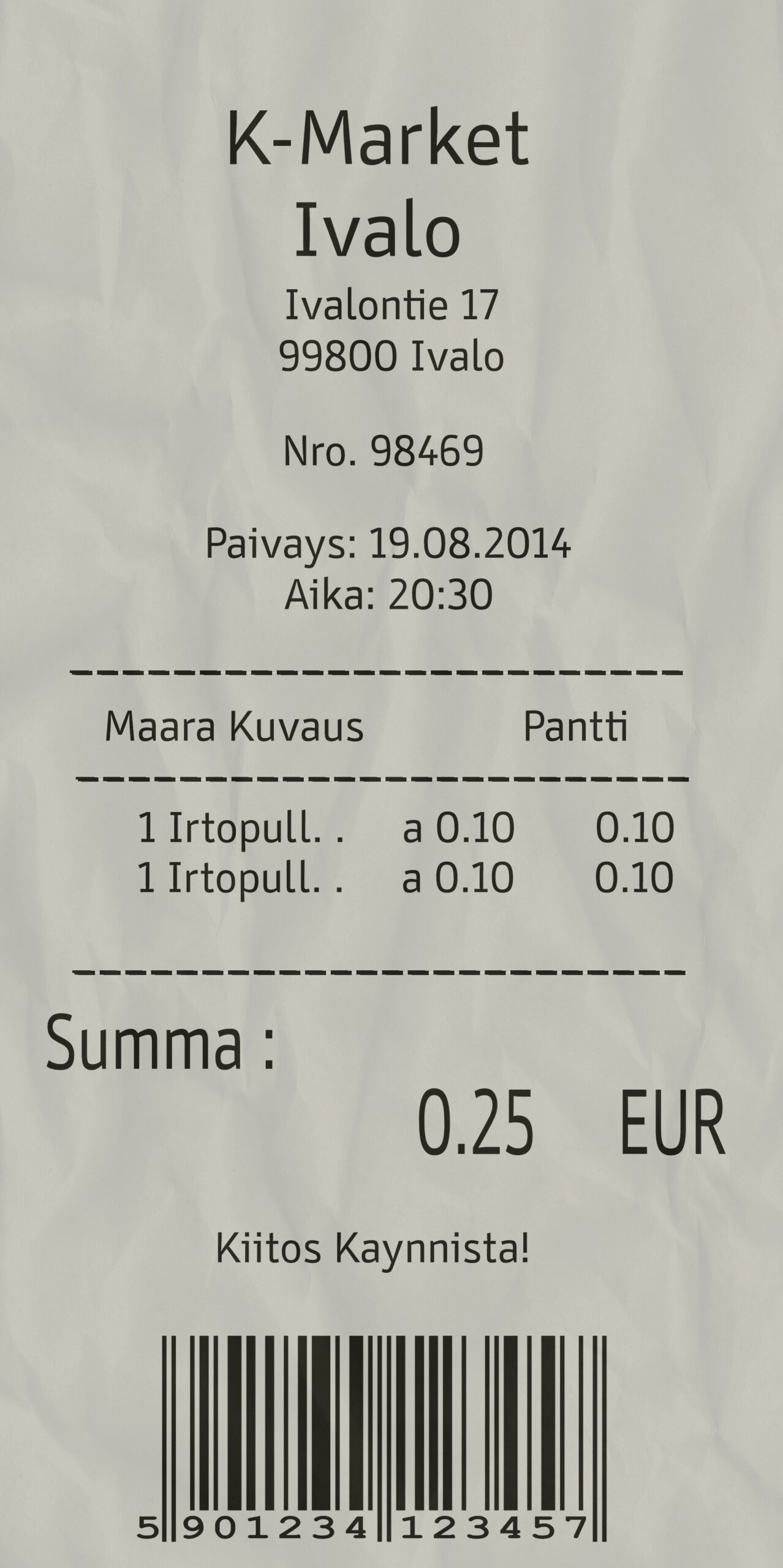 Fake K-market ivalo payment receipt
