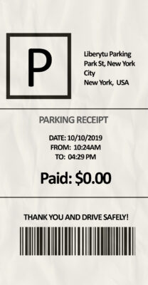 Fake Liberty Parking Receipt