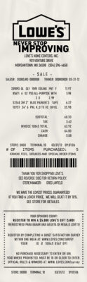 Fake Lowes payment Receipt
