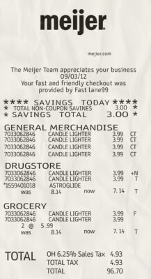 Fake MEIJER payment check Receipt