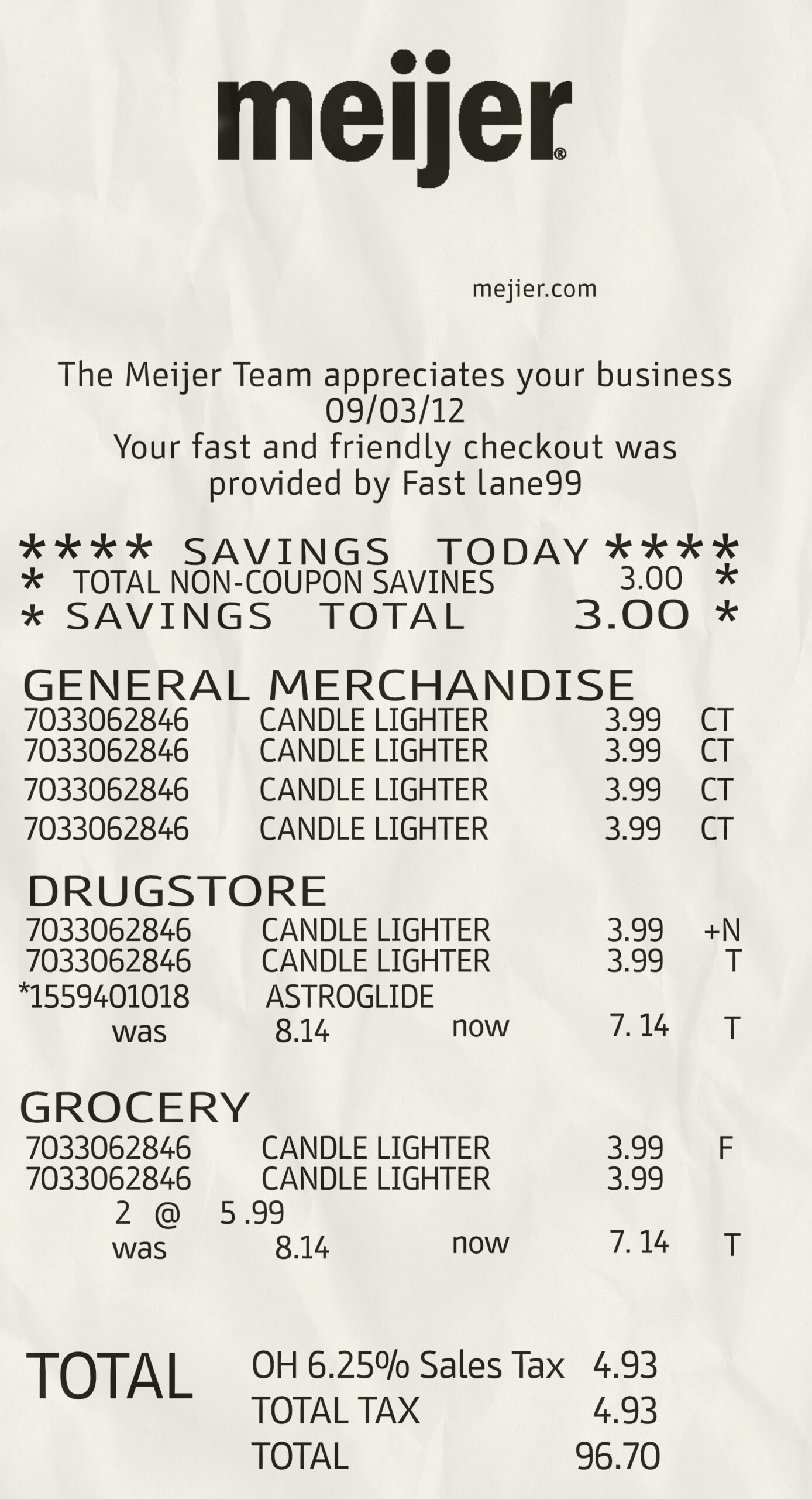 Fake MEIJER payment check Receipt