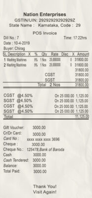 Fake National enterprises payment receipt