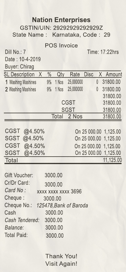 Fake National enterprises payment receipt