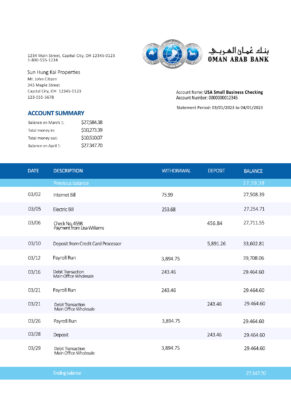 Fake Oman Arab Business Bank Statement