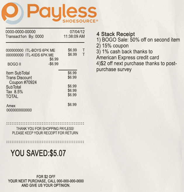Fake PAYLESS payment check Receipt