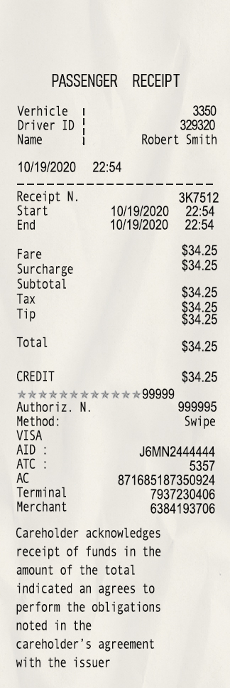 Fake Passenger Receipt