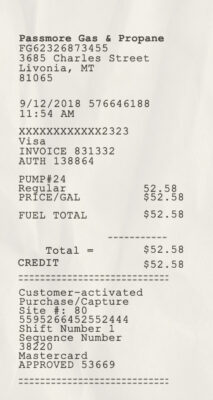 Fake Passmore gaz & Propane Receipt