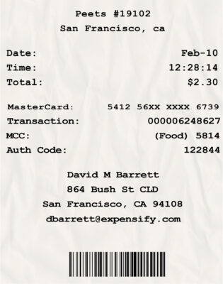 Fake Peets payment Receipt