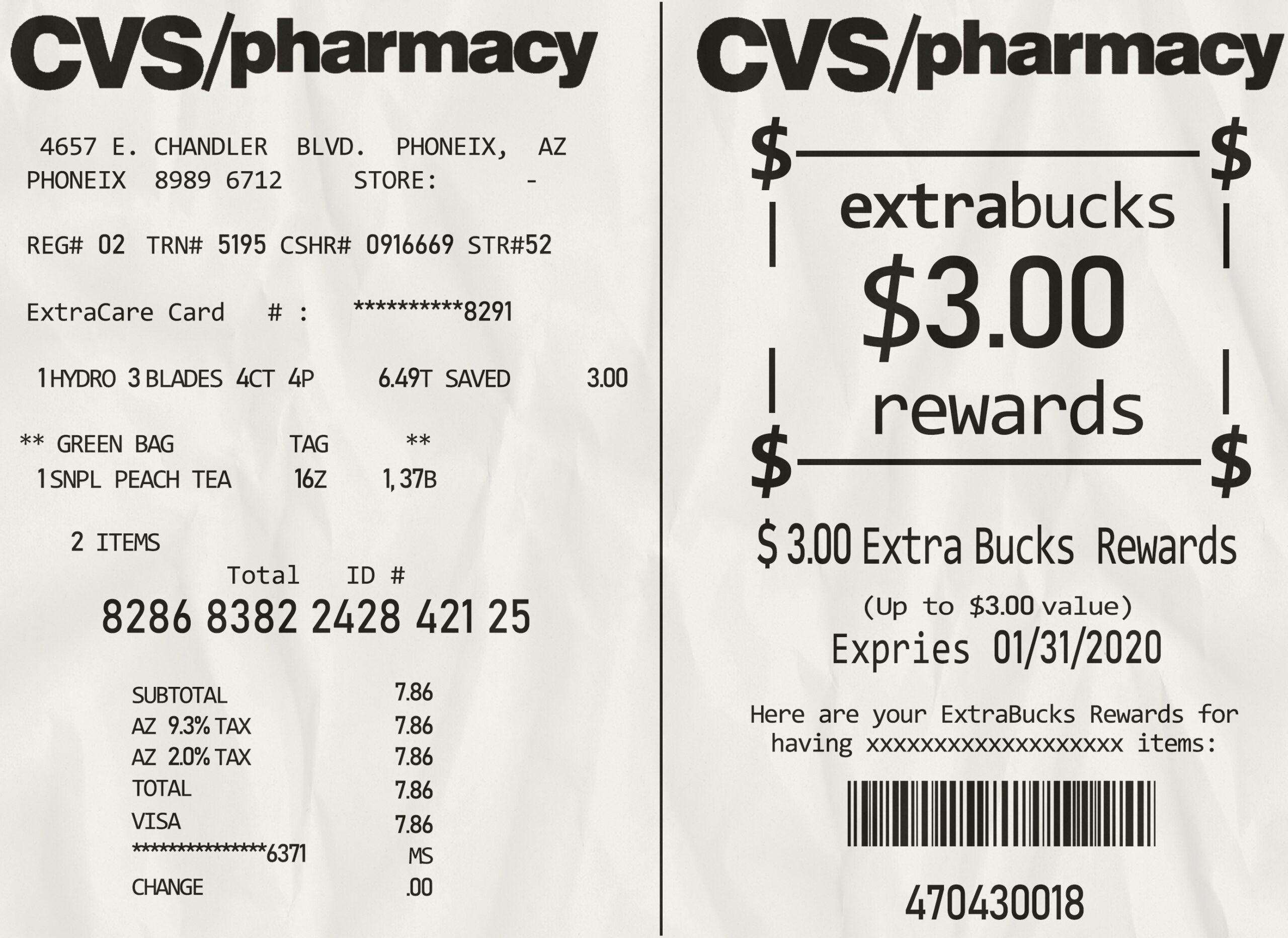 Fake Pharmacy receipt